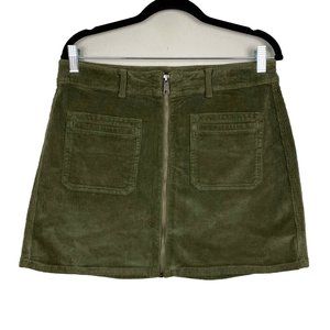 American Eagle Hi-Rise A-Line Corduroy Mini Skirt Green Super Stretch 10 Long